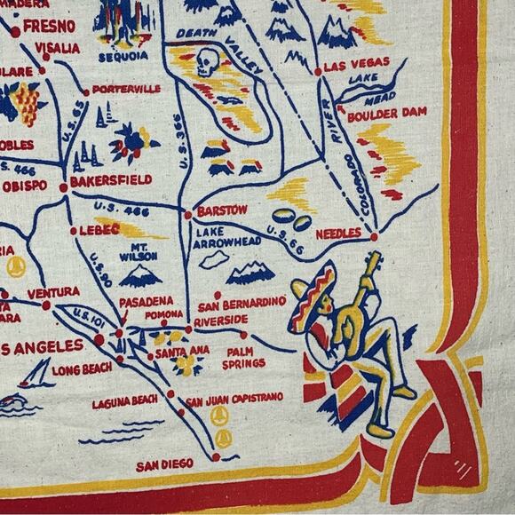 Vintage California State Souvenir Tablecloth Estimate From 1950s - Picture 6 of 7